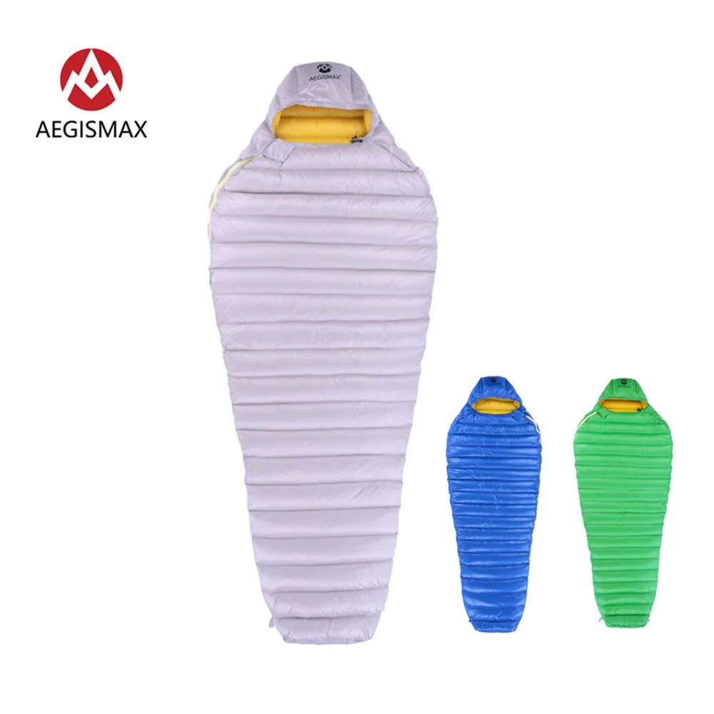 AEGISMAX White Goose down Sleeping Bag 700FP Mummy Type Ultra Dry Outdoor Camp Gear Water Repellent