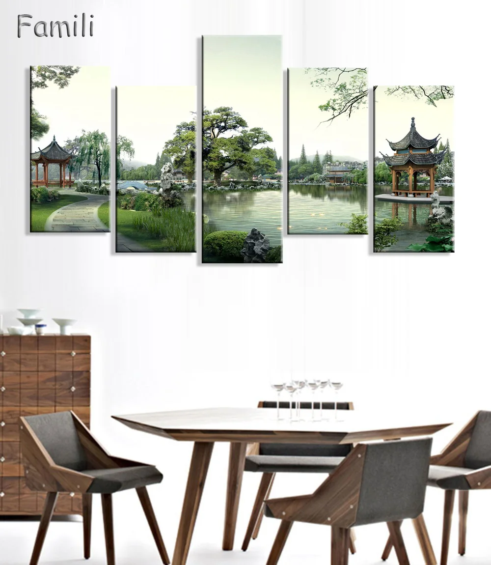 

5 Panel Chinese Landscape canvas paintings canvas pictures vintage home decorative on the wall art for living room