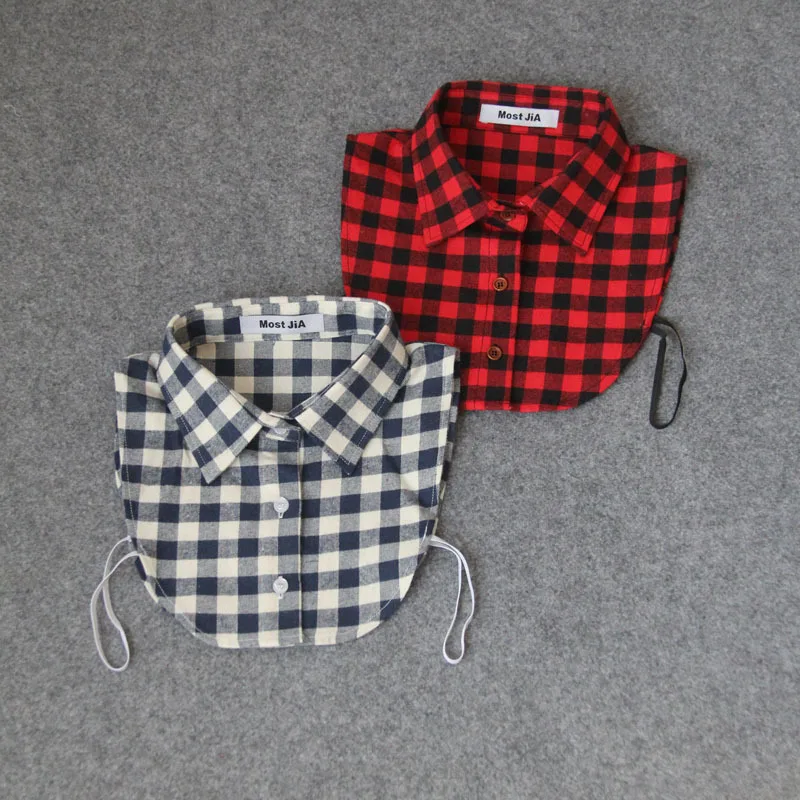 Collar Classic Plaid dot false collar Blouse All Matching red Detachable Shirt Neckwear accessories adult Unisex