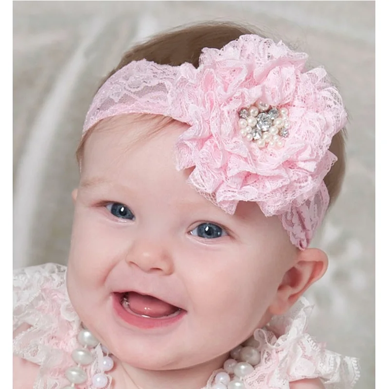 Lace Flower Baby Girls Hairbands Hair Clip Princess Headband Children Hair Bands Head wear Ribbons Young Girl Hair Ribbons H24