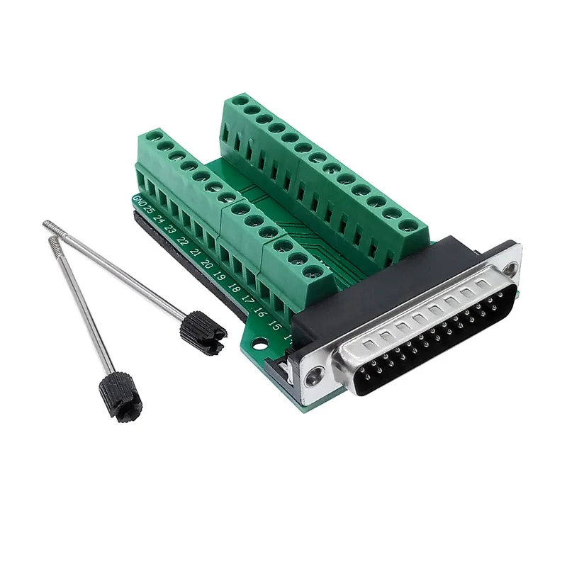 Db25 D-SUB 25pin terminal módulo de sinal pcb placa adaptador rs232 masculino conectores femininos