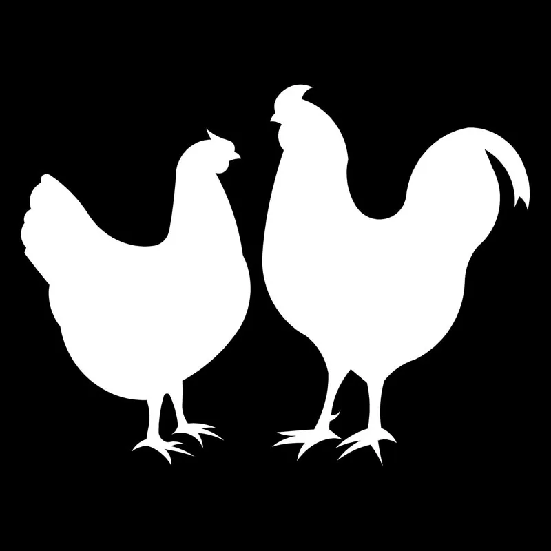 14*10.5CM Chicken & Rooster Lovely Couple Car Styling Creative Vinyl Car Stickers And Decal Black/Silver S1-2467