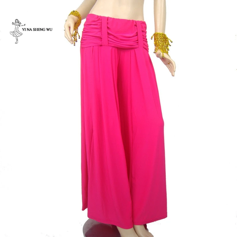 Traje de danza del vientre para mujer, pantalones de práctica de algodón de cristal, pantalones largos de pierna ancha, pantalones tribales para mujer, Ropa de baile de Bollywood de la India