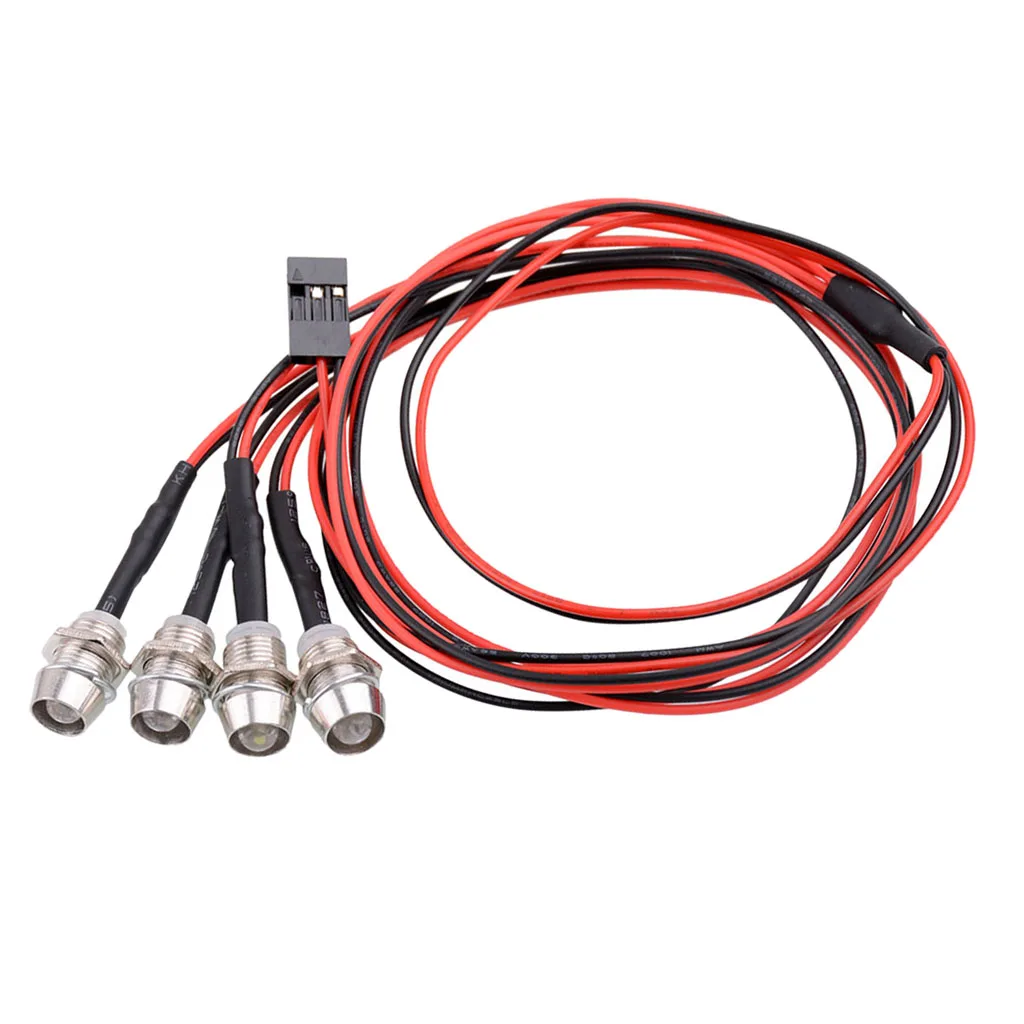 4pcs LED Light Headlight Kit 5mm for 1/5 1/8 1/10 1/12 1/16 Remote Control Vehicle Models