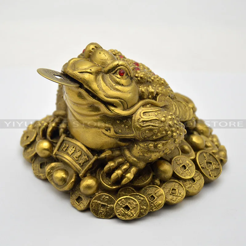 Feng Shui Small Three Legged Money For Frog Fortune Brass Toad Chinese Coin Metal Craft Home Decor Gift Decoration Accessories