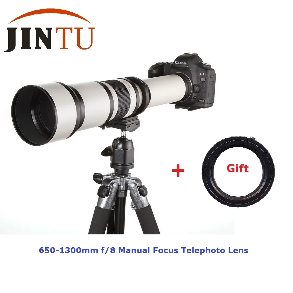 Jintu 650-1300mm f/8-16 lente de zoom telefoto profissional para canon t1i xt xti xs xsi 6d 60d 70d 5diii 90d 750d 650d 800d