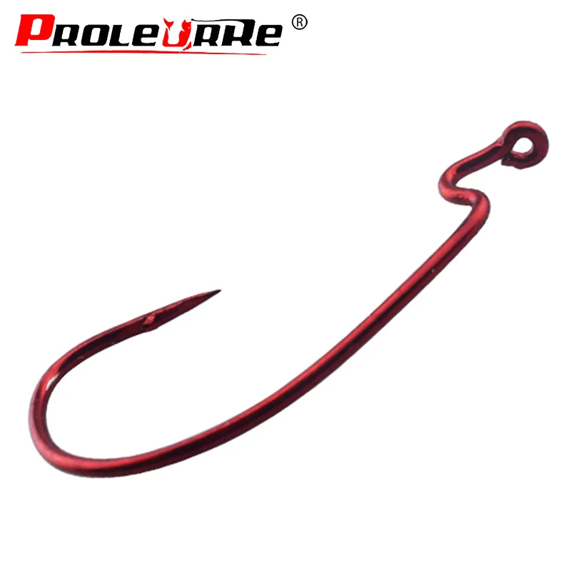 20Pcs Fishing Hooks Red Bloody Crank Offset Worm Hook Lure Soft Bait Texas Rig Fishhook Size 2#-5/0# High Carbon Steel PR-488