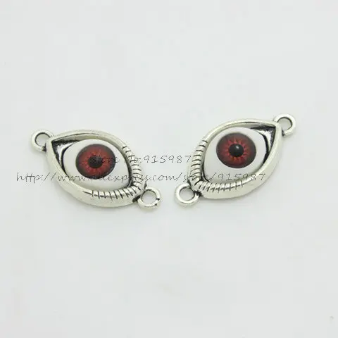 Sweet Bell 20pcs/lot 15*30mm Two Color Antique Alloy Inlay two Color Eyeball Jewelry Connectors for Bracelets D0893