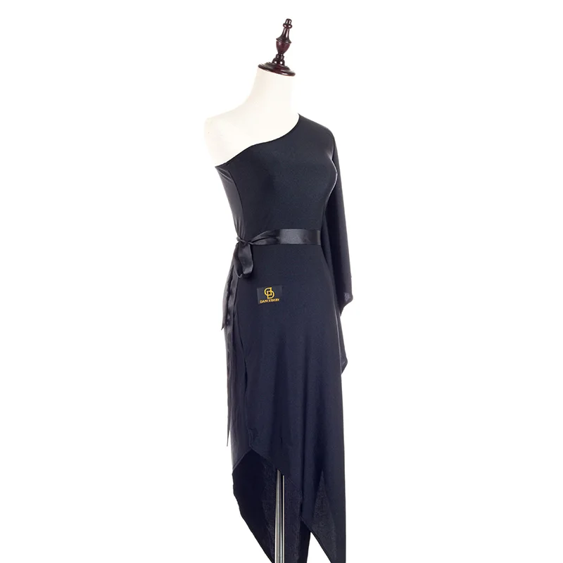 Hot Selling Latin Dance Dress For Ladies Black Silk Backless Skirt Beautiful Women Lady Fashionable India Ballroom Dresses 1066