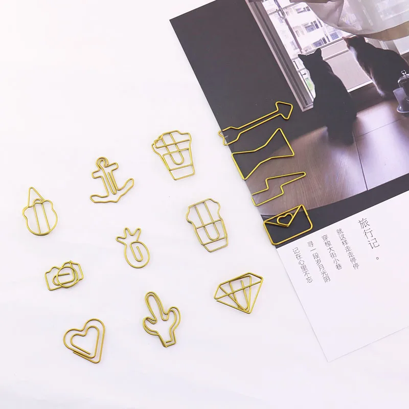 

TUTU Gold heart Shape Paper Clips Creative Interesting Bookmark Clip Memo Clip Shaped Paper Clips for Office School Home H0175