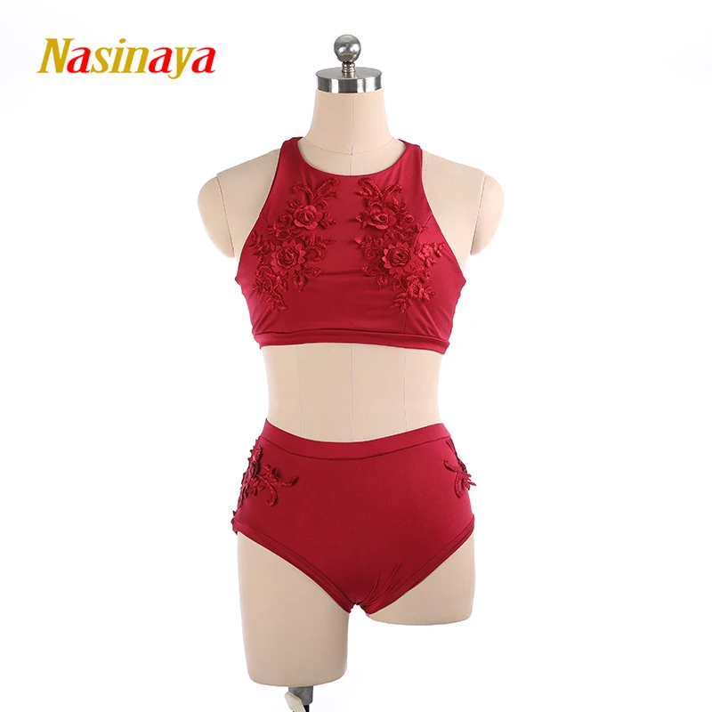 Rhythmic Gymnastics Training Air Yoga Leotards Pole Dance Performance Costume Wine Red Dance Costume Adult Girls Two Piece Set