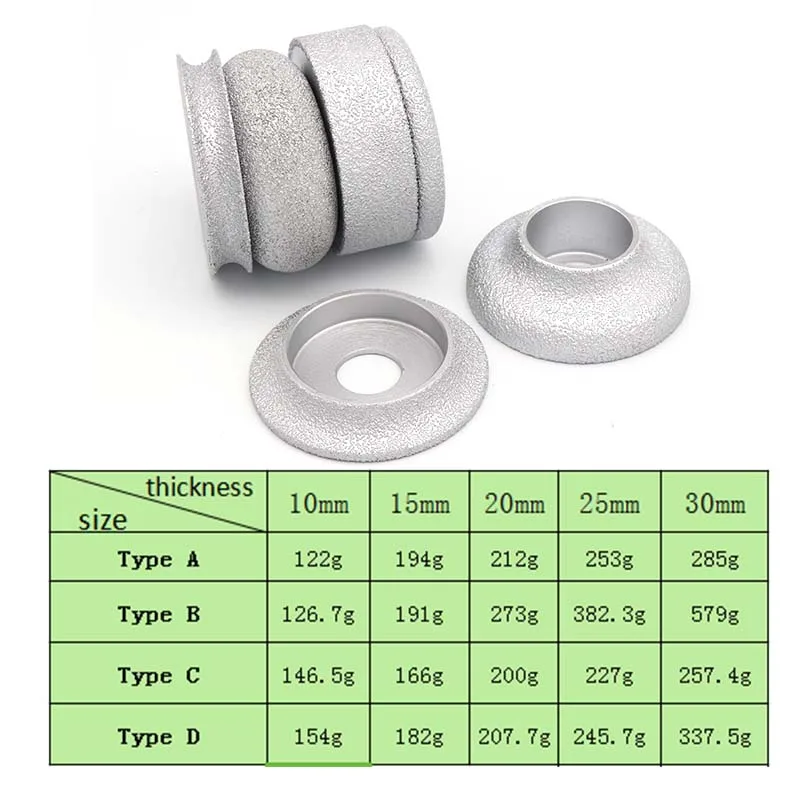 1 pçs diamante ângulo moedor de pedra moagem disco semi-circular/borda reta/redondo vidro cerâmica porcelana mármore