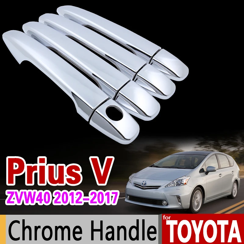 for Toyota Prius V zvw40 2012 - 2017 Chrome Handle Cover Trim Prius 40 Grand Prius+ Wagon Car Accessories Stickers Car Styling