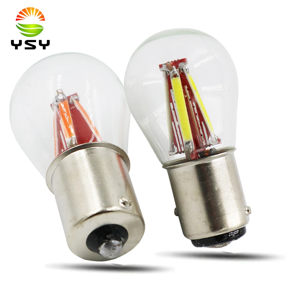 YSY 10pcs 1156 BA15S P21W 1157 BAY15D CAR LED Filament Light 4 COB Bulbs Turn Signal Tail Parking Reverse Lamp 12V 24V White Red