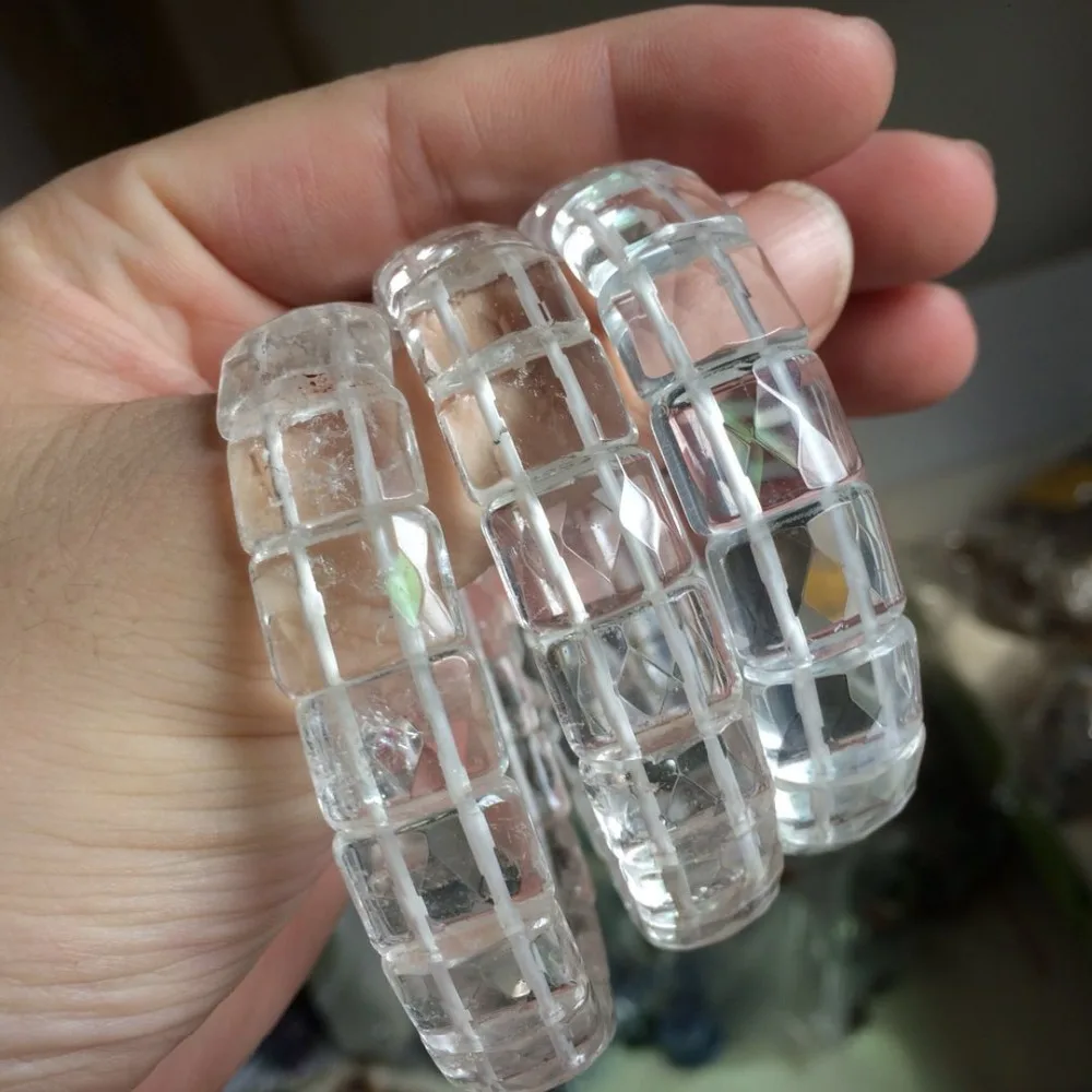 White Rock Quartz/ Crystal Stone Beads Bracelet Natural Gemstone Jewely Bangle For Women For Gift Wholesale