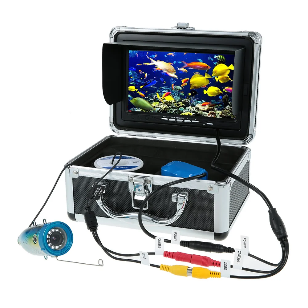 7 Inch 15M Cable Underwater Fishing Video Camera kit Video Fish finder 1000TVL With 12Pcs White LED For Sea Fishing