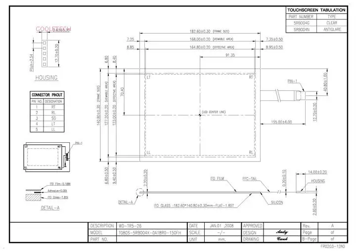 New 8 Inch For HIGGSTEC T080S-5RB004N-OA18RO-150FH Touch Screen Glass Digitizer Panel