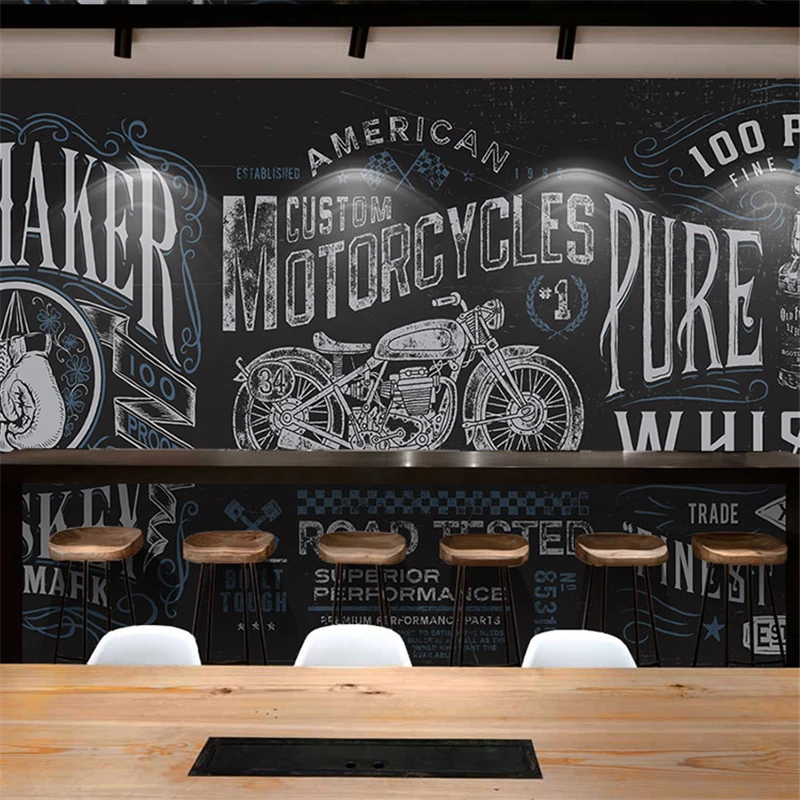 beibehang Free Shipping Personality retro fist large mural motorcycle locomotive restaurant cafe bar background wallpaper