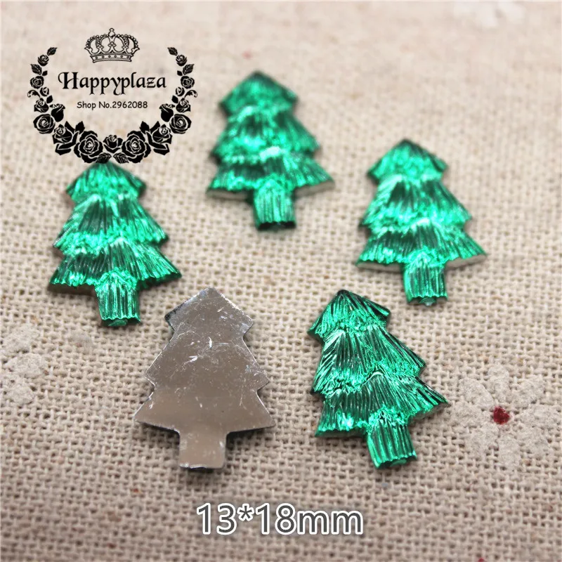 200pcs 13*18mm  Christmas Tree Shape Acrylic FlatBack Cabochon Miniature DIY Craft Decoration