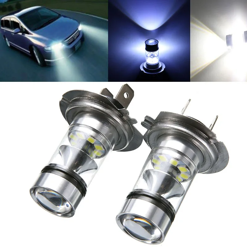 Free shipping 2X 12V 24V LED H7 Xenon Super White 20 SMD 3535 Fog Light Daytime Running Light DRL Lamp 6000K