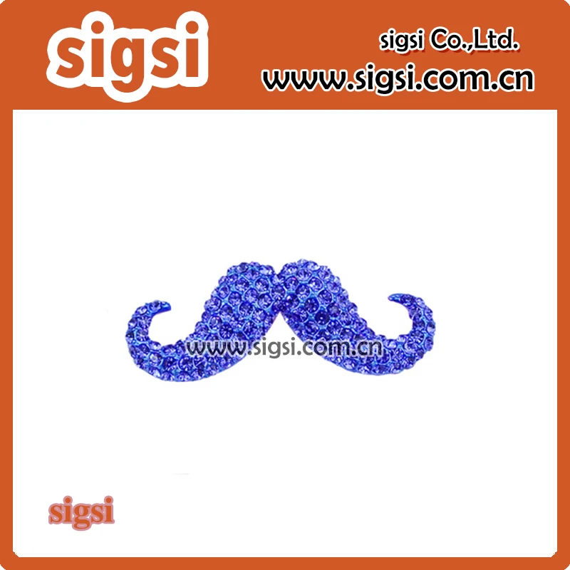 Broche de bigote azul con diamantes de imitación, alfiler de moda para regalo, 100 Uds.