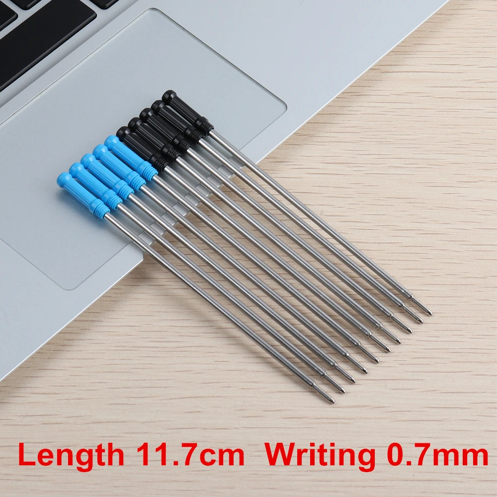 20PCS/LOT GENKKY Pen Refill Metal Ballpoint Pen Refills Length 11.7mm Writing 0.7mm Black Blue Ink Refill Pens For School Office