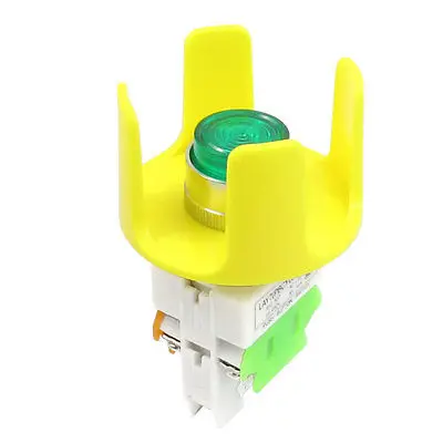 DC 24V Green Light Lamp Momentary Flower Shape Push Button Switch 660V 10A