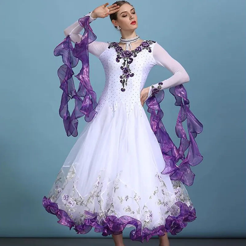 

Contrast Color Lace Plus Size Ballroom Dance Costumes Standard Dance Dresses Girls Ballroom Dress Women Foxtrot Dress for Rumba