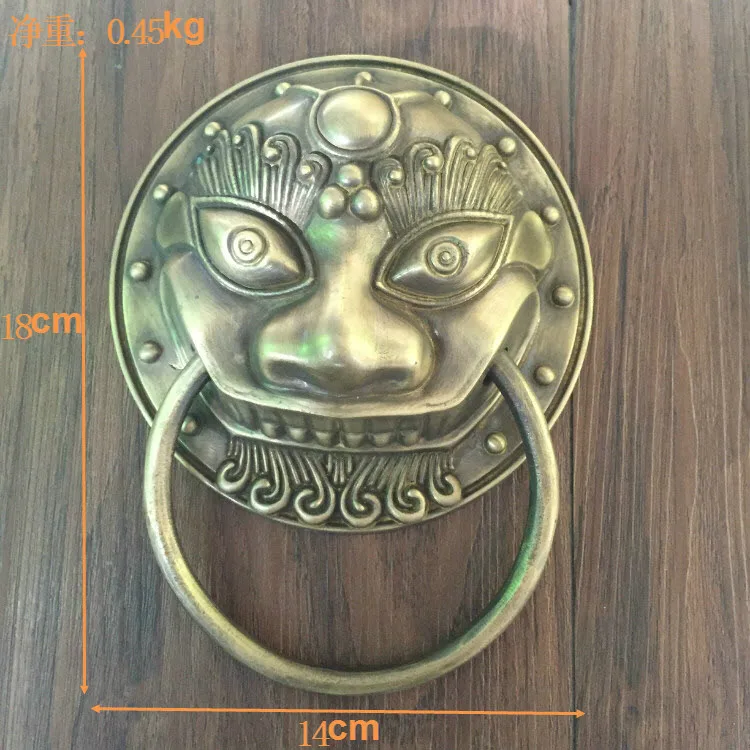 Chinese antique copper fittings knocker copper handle big lion tiger beast head copper shop first hand ring gate