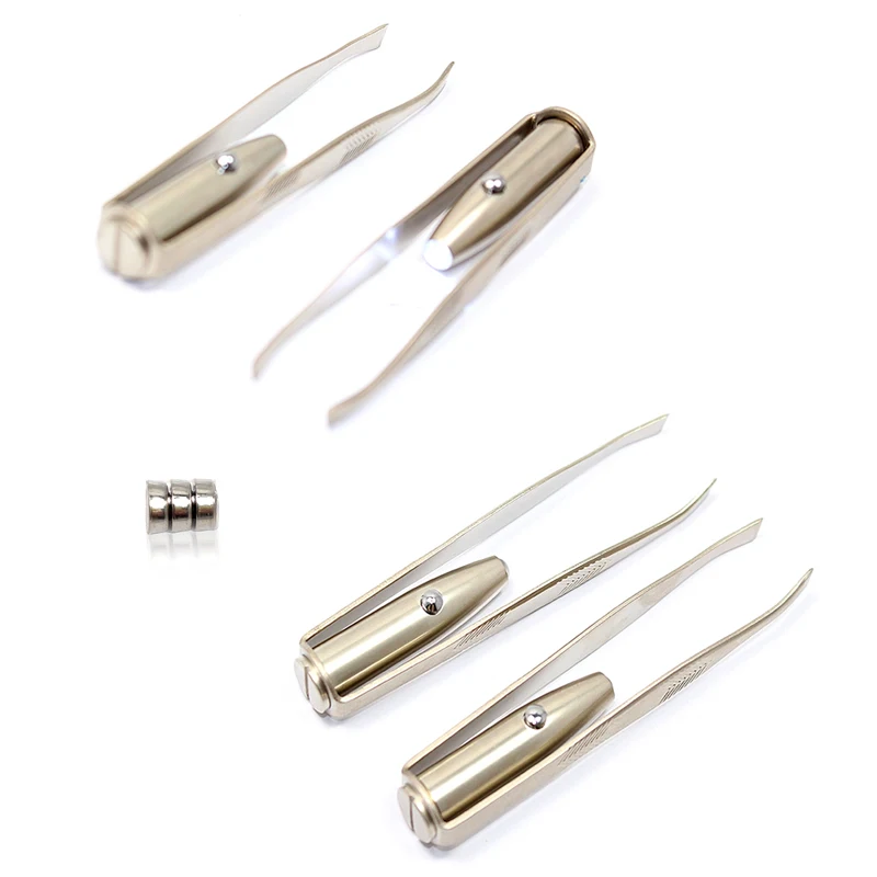 Led Licht Make-Up Haar Entfernung Wimpern Augenbraue Pinzette Pinzas Para Cejas Maquiagem (Mit Batterie) # 7245 – Detail 8