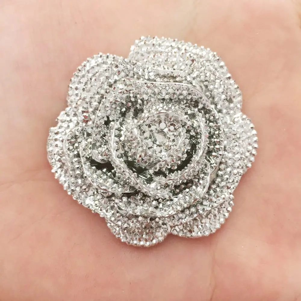 2pcs bling resin  Big silver flower Flat back  stone appliques DIY Wedding scrapbook ornament craft SF561