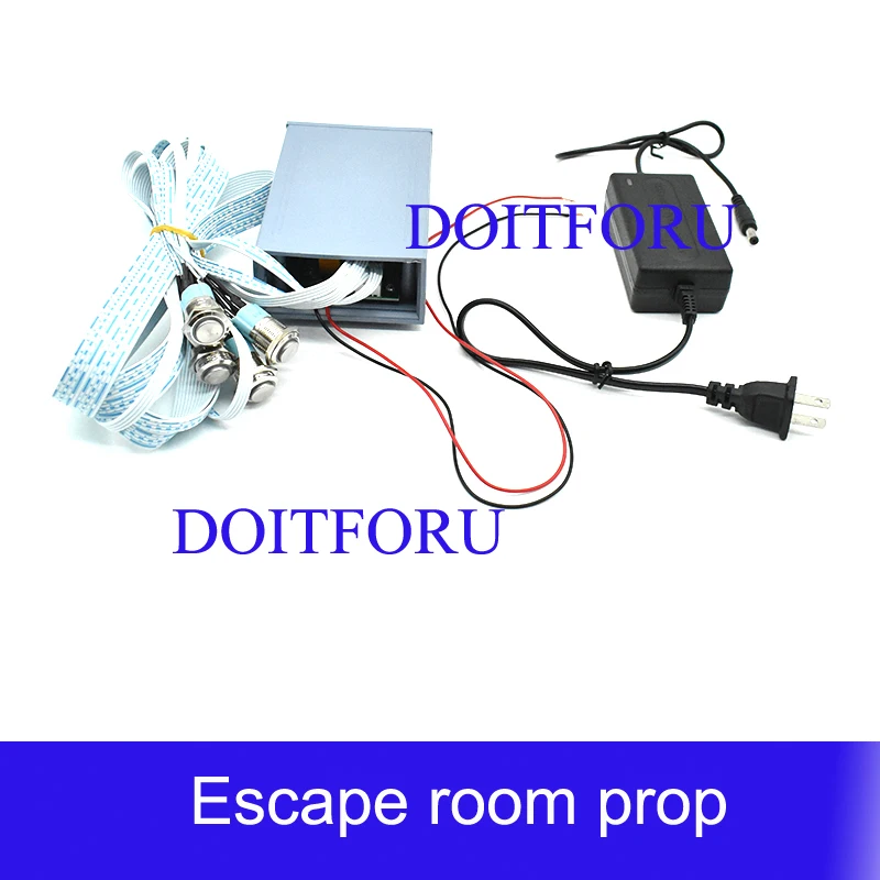 Escape Room Props puzzles 4 different colors metal buttons when lited Press it to open 12V Magnet Lock Escape room the game