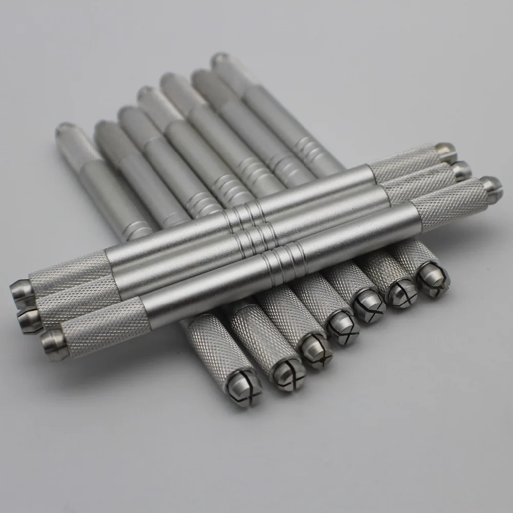 10 Pcs Two Used Microblading Pen Eyebrow Manual Tattoo Pen Permanent Makeup Needle Handmade Handle Tool 3D Cosmetic Tattoo