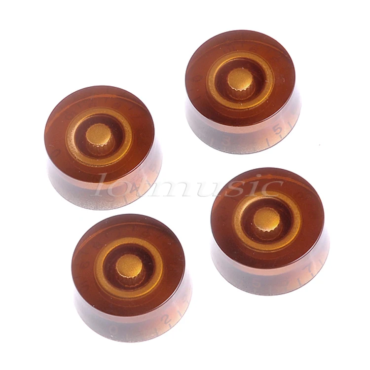 Set of 4pcs Amber Color Speed Knob For Electric Guitar Smooth New