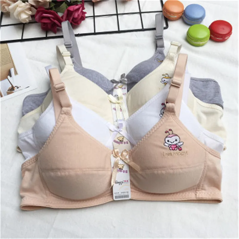 Cotton Girl Training Bra Solid Color Girl's Bra Healthy Breathable Adjustable Girl Bra For Student Strap Push Up Bra For Teenage