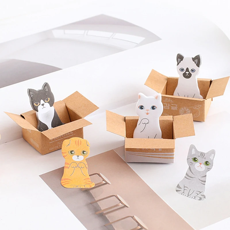 Creative Cute 3D Kawaii Cat Dog Box Stickers Student Gift Stationery Office School Supplies Memo Pad Scrapbooking 1 Pcs