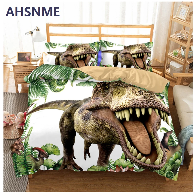 AHSNME Jurassic World Tyrannosaurus Rex Bedding Set Children super love gift Quilt Cover for AU and EU and US and RU Size