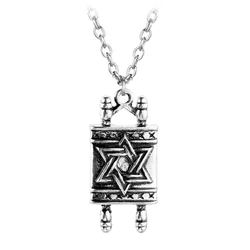 Jewish Hebrew Sefer Torah Scroll Religious Men Pendant Necklace Women With Star Of David Classic Jewelry For Men