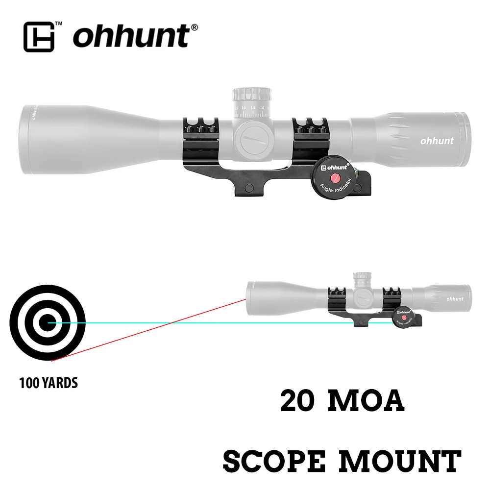 ohhunt 25.4mm 30mm 20mm 20 MOA Scope Mount Extended Rings with Angle Cosine Indicator Kit Bubb Level