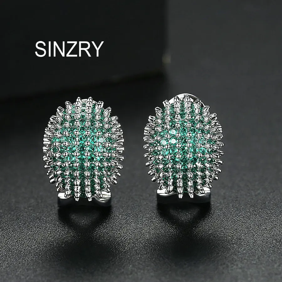 Sinzry Hot cubic zirconia hedgehog design shinning stud earrings lady korean stylish trendy earrings costume jewelry