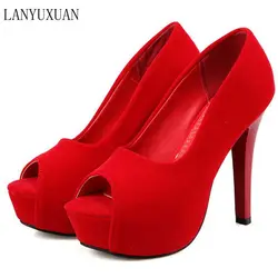 Plus Big Size 34-45 New 2018 Women Pumps Sexy High Heels Shoes Woman Party Designer Wedding Shoes Peep Toe Sandals T8745