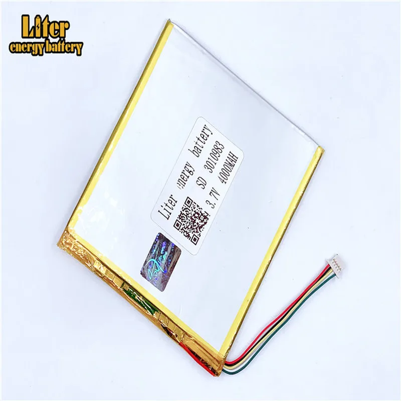 Batterie Rechargeable li-po au Lithium polymère, prise 1.0-5P 3.7v 3010983 3011085 4000mah, pour MP5 GPS DVD, tablette PC de jeu vidéo E-book