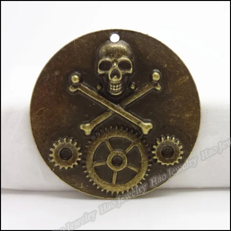 

10pcs Vintage Charms Bell Skull Pendant Antique bronze Fit Bracelets Necklace DIY Metal Jewelry Making