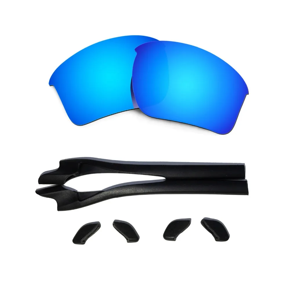 HKUCO For Half Jacket 2.0 XL Blue Polarized Replacement Lenses And Black Earsocks Rubber Kit