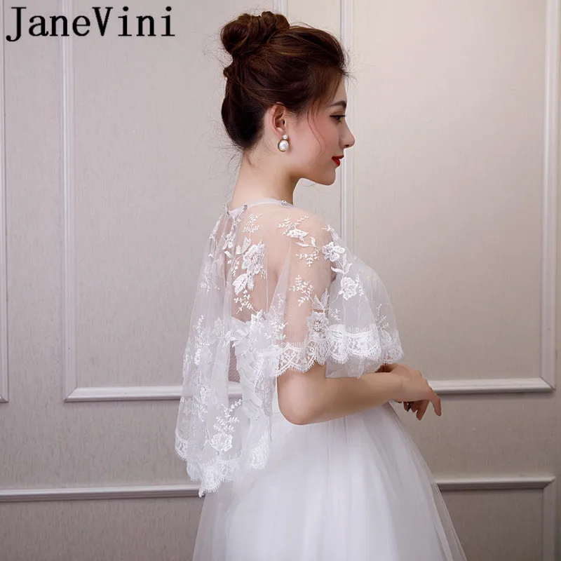 Janevini Trendi Manik-manik Pengantin Membungkus Merah Putih Renda Tipis Pengantin Bolero Wanita Pernikahan Cape Stola Musim Semi Musim Panas Amice Tippet Jubah