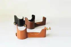 Pu Leather Half Body Video Camera Case Bag For Sony A7R  A7S A7K A7R Mark 1 A7II A7 II A7R Mark 2 Cover Open Battery With Strap