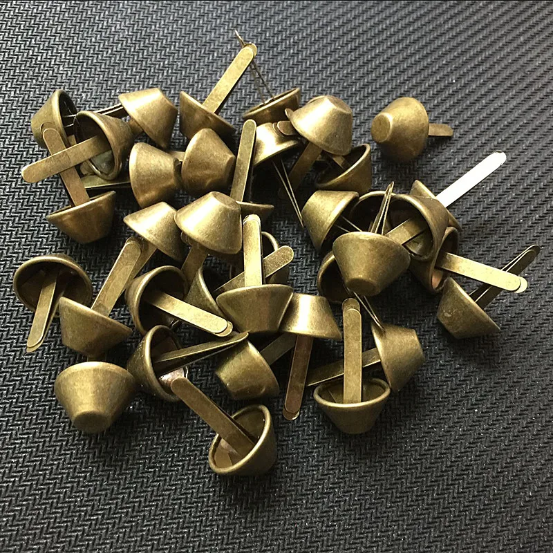 100pcs/lot 12mm Flat Purse Handbag Feet Nailhead Stud Spike Bronze DIY Metal Cone Studs Rivet Leather Craft Free Shipping