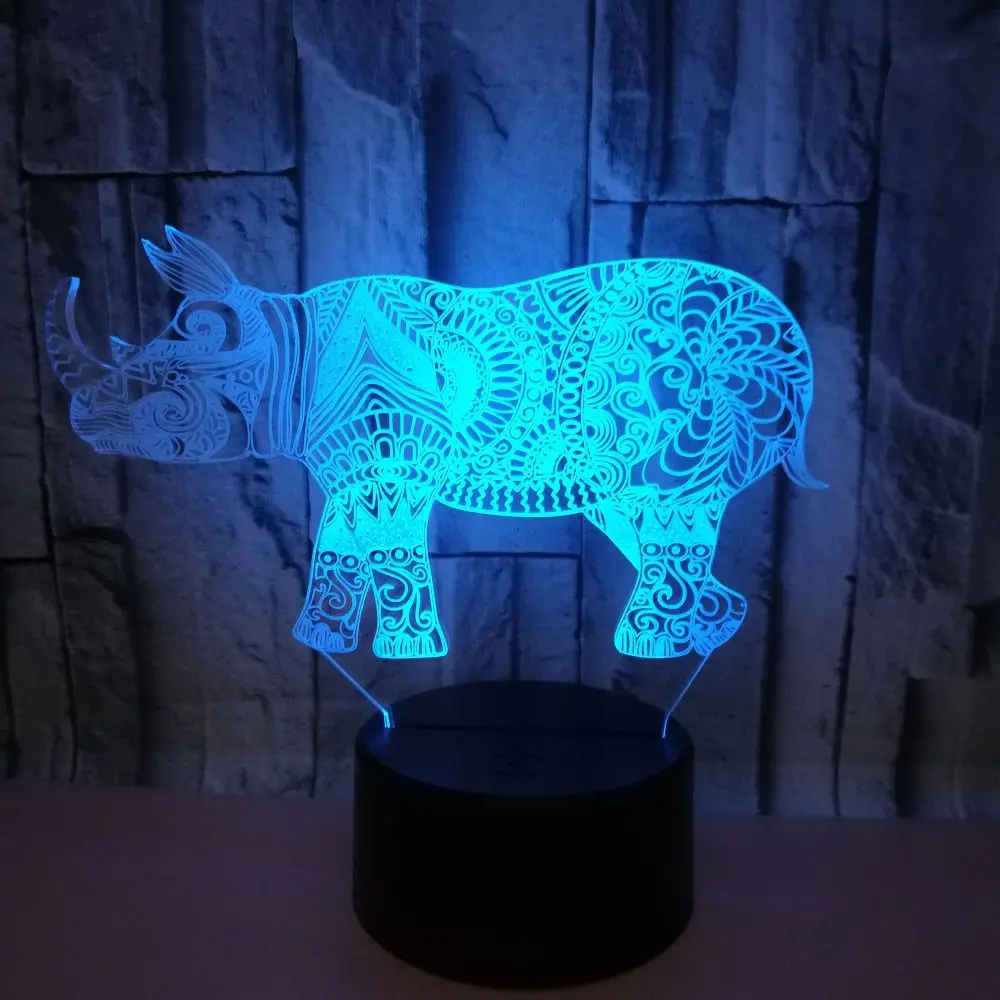 

Rhinoceros 3d Lamp Multi color Touch 7 color change Led Visual 3d Table Lamp Gift Atmosphere Table Lamps For Living Room