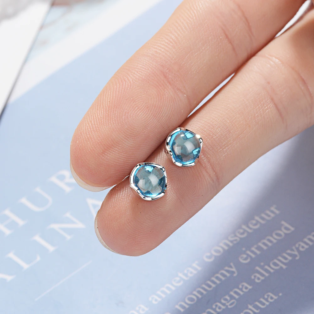 New Arrival 925 silver needle Mermaid Bubble Tears Stud Earrings For Women Fashion Light Blue Crystal Earring Boucle D\'oreille