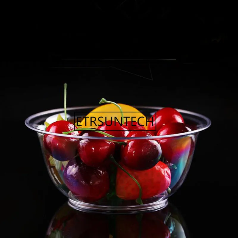 1500pcs Disposable Salad Bowl 250ML Plastic Fruit Bowl Round Transparent Kitchenware Party Supplies